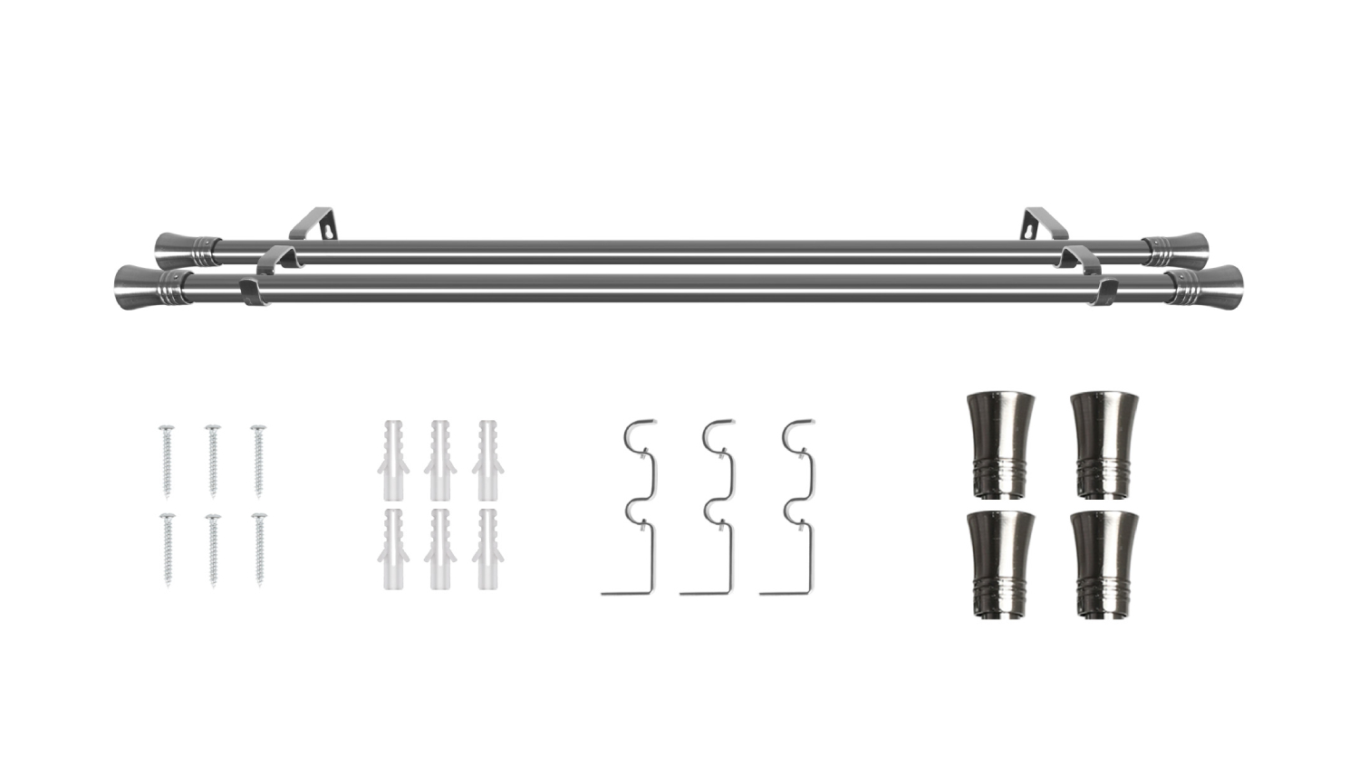 Marlow DIY Double Curtain Rod Mounting Kit - Silver