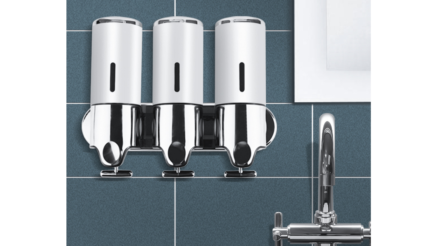 Sello Wall Mounted Soap Dispenser for Kitchens, Bathrooms - Silver