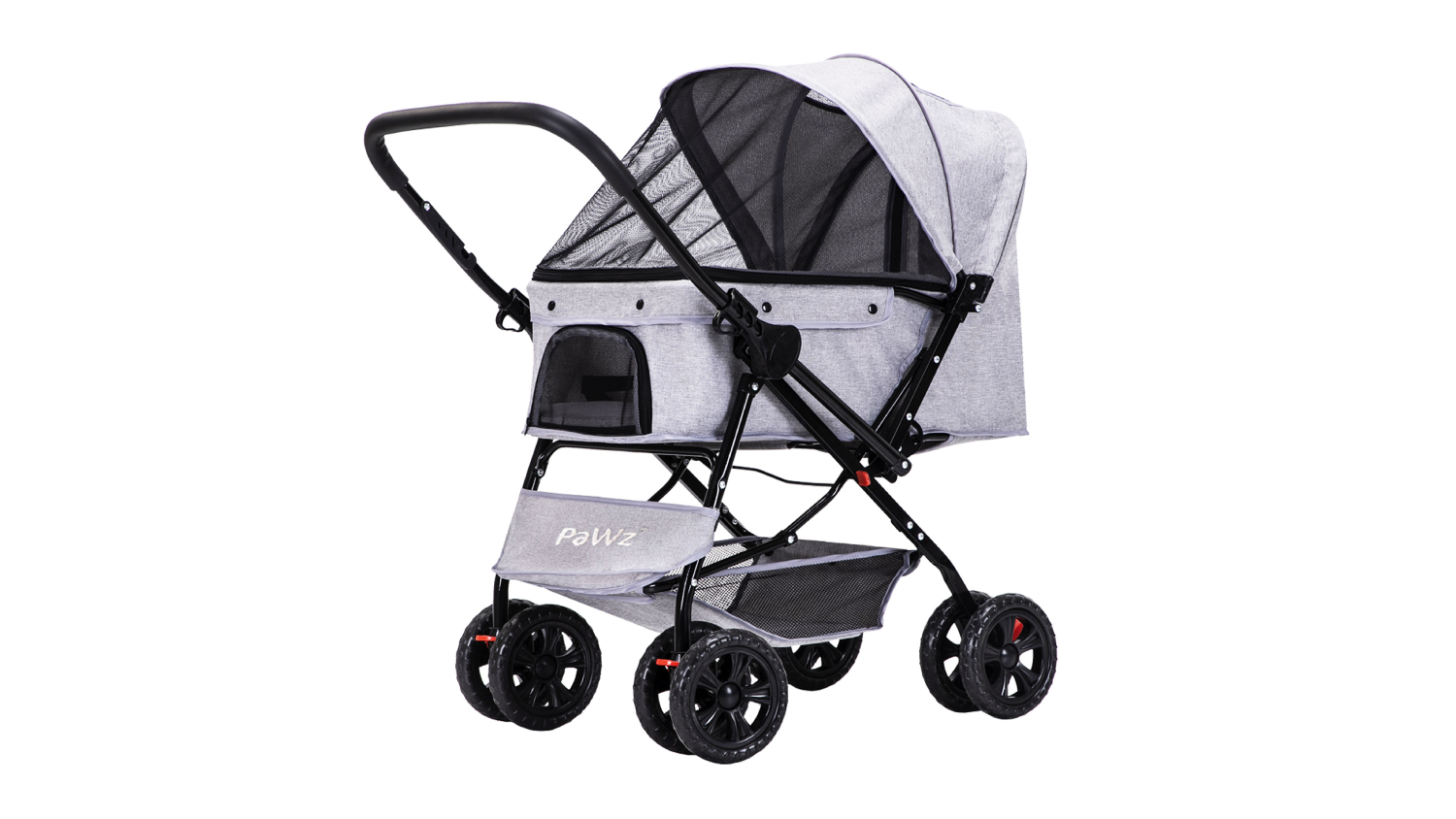 PaWz Elevated Pet Stroller with Shade Cover, Storage - Grey