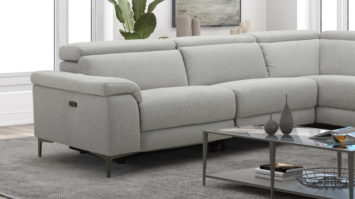 Parnell 3 Seater Fabric Electric Recliner Sofa with Corner Chaise