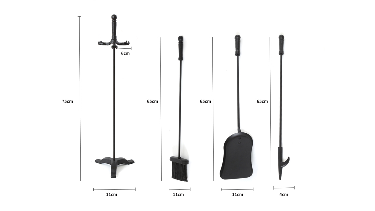 Traderight Fireplace Stoker and Ashpan Set with Stand 4pcs.