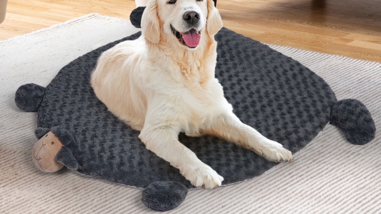 PaWz Squeaky Pet Cushion 82 x 76cm - Charcoal Lamby