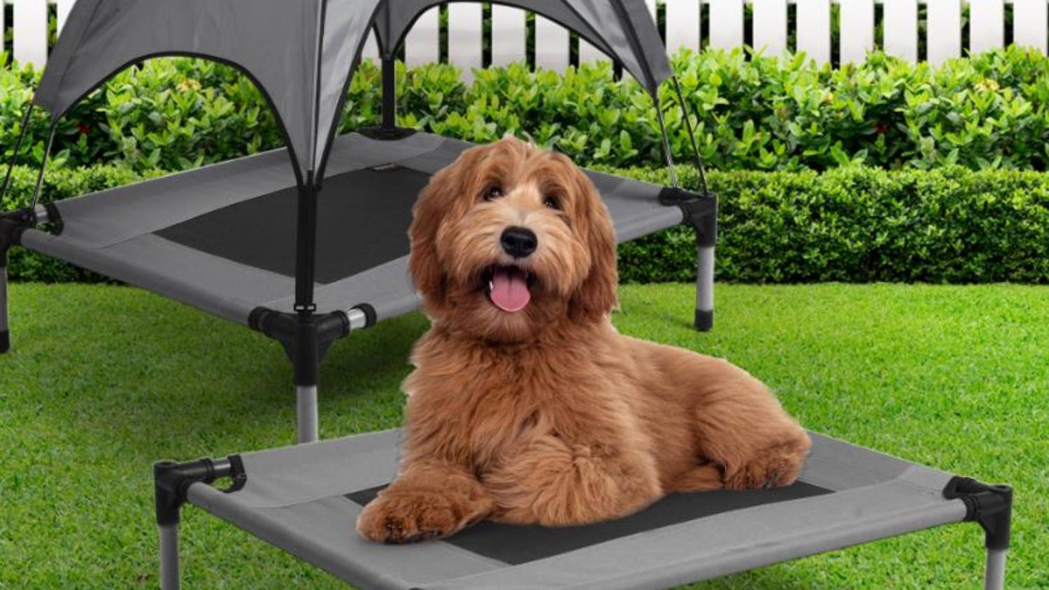 PaWz Outdoor Pet Bed with Shade Canopy 76 x 61 x 71cm - Grey