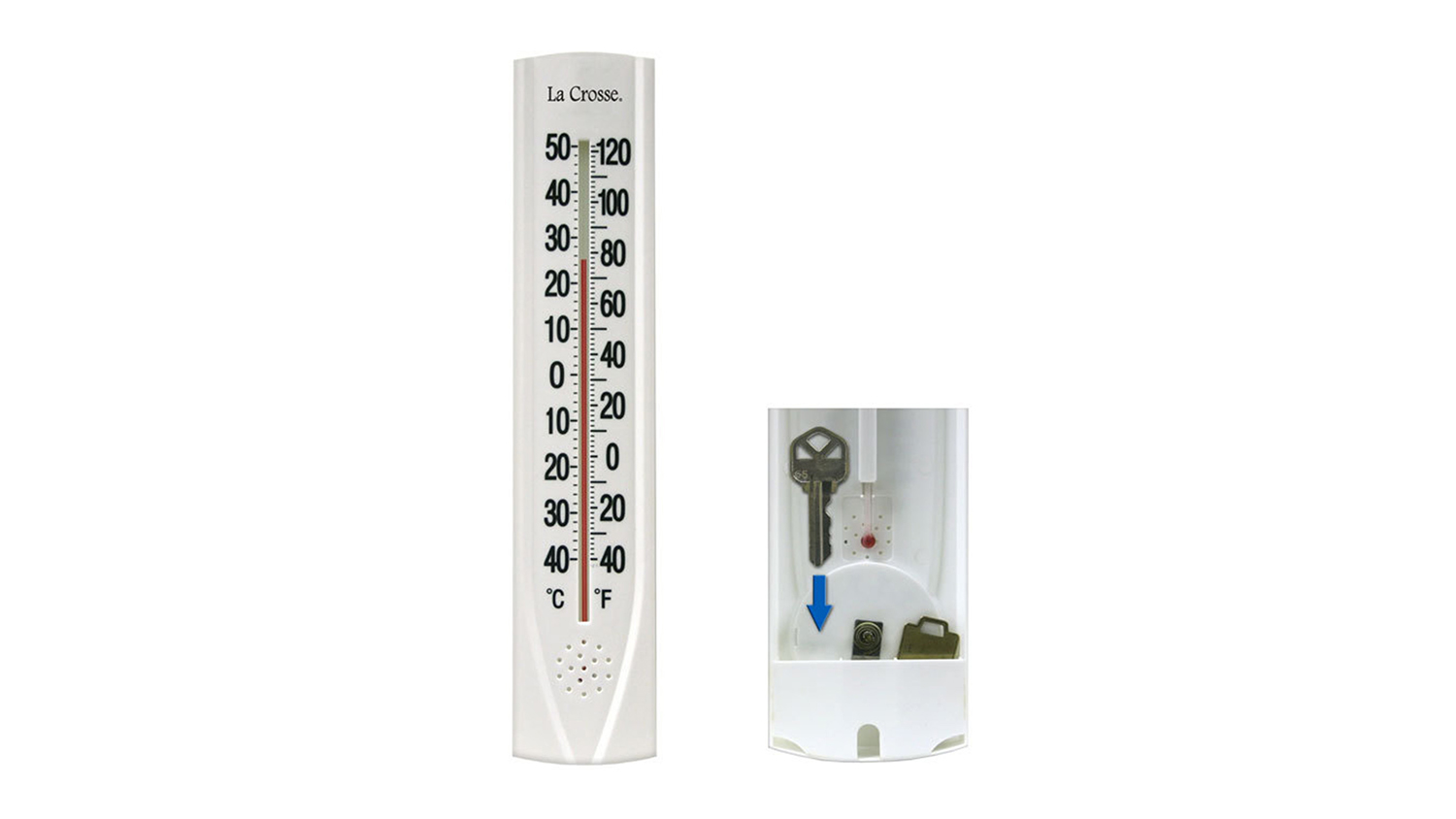 La Crosse Wall-Mounted Weatherproof Temperature Gague with Key Cubby