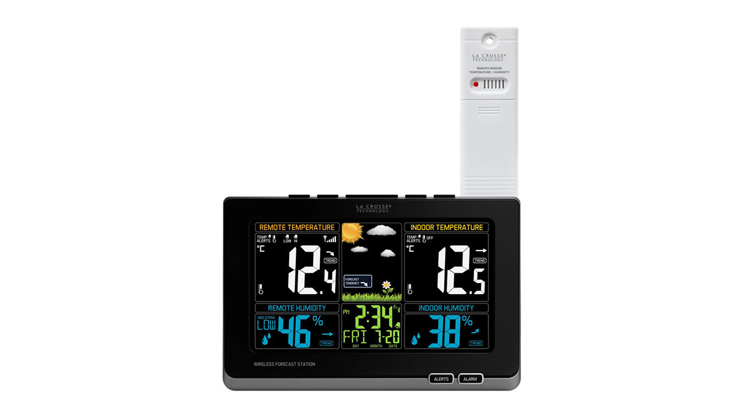 La Crosse Colour Display Weather Station with Outdoor Sensor, Mold Risk Function - Black