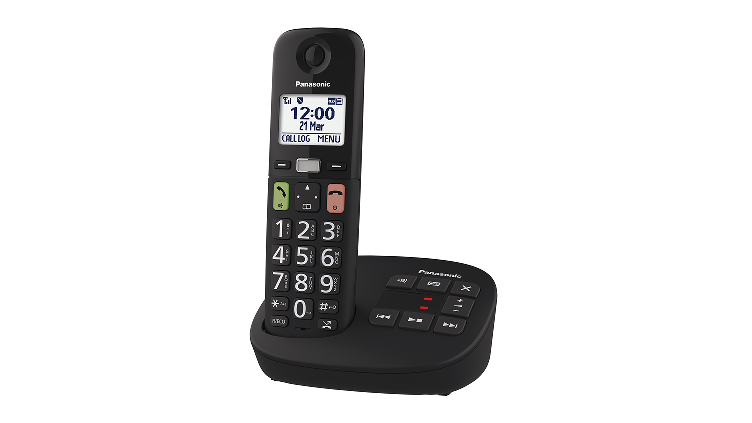Panasonic Cordless Phone with Large Button - 1 Pack (Caller ID, KX-TGU120AZB)