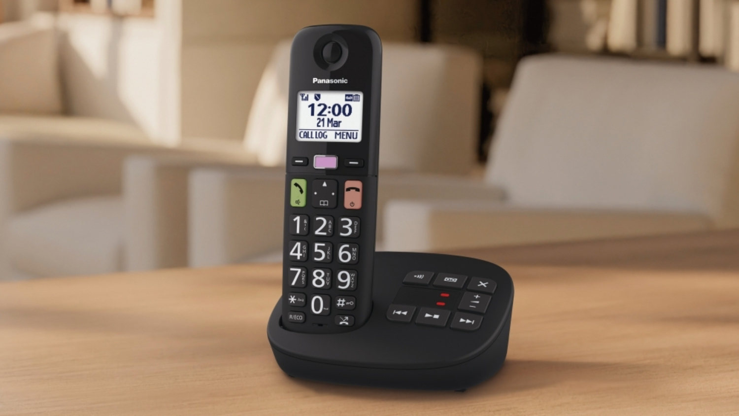 Panasonic Cordless Phone with Large Button - 1 Pack (Caller ID, KX-TGU120AZB)
