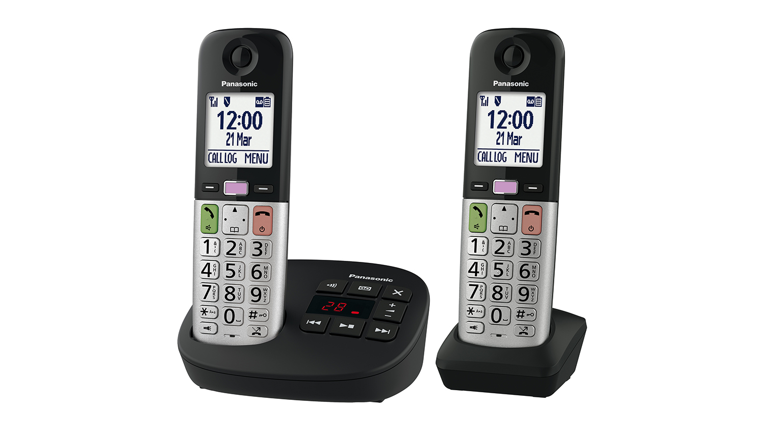 Panasonic Cordless Phone with Large Button - 2 Pack (Caller ID, KX-TGU432AZB)