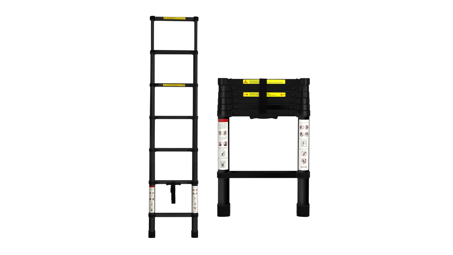 Traderight Aluminium Telescopic Ladder 2m - Black