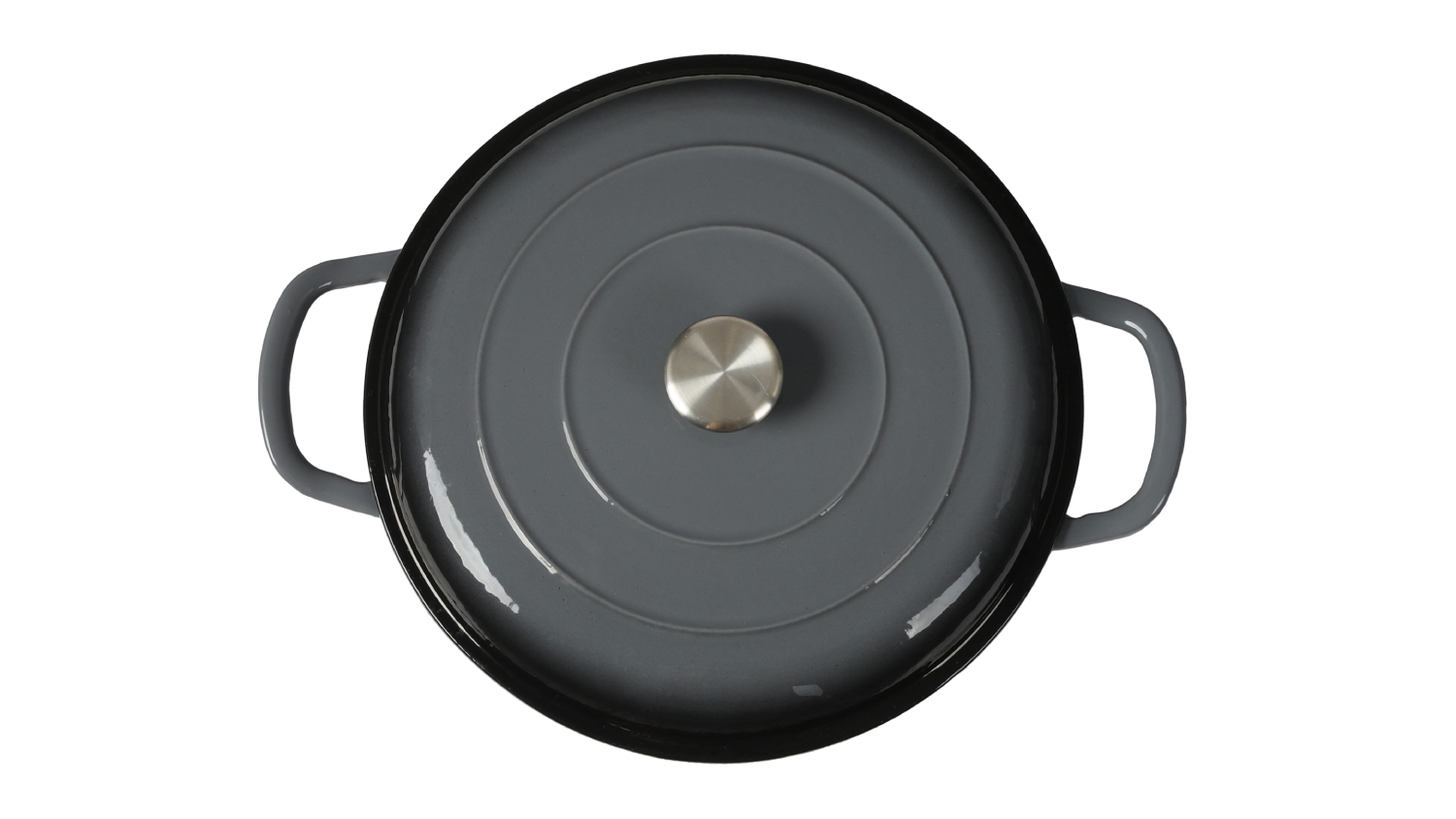 Toque Cast-Iron Round French Pan with Lid 3.5L - Black