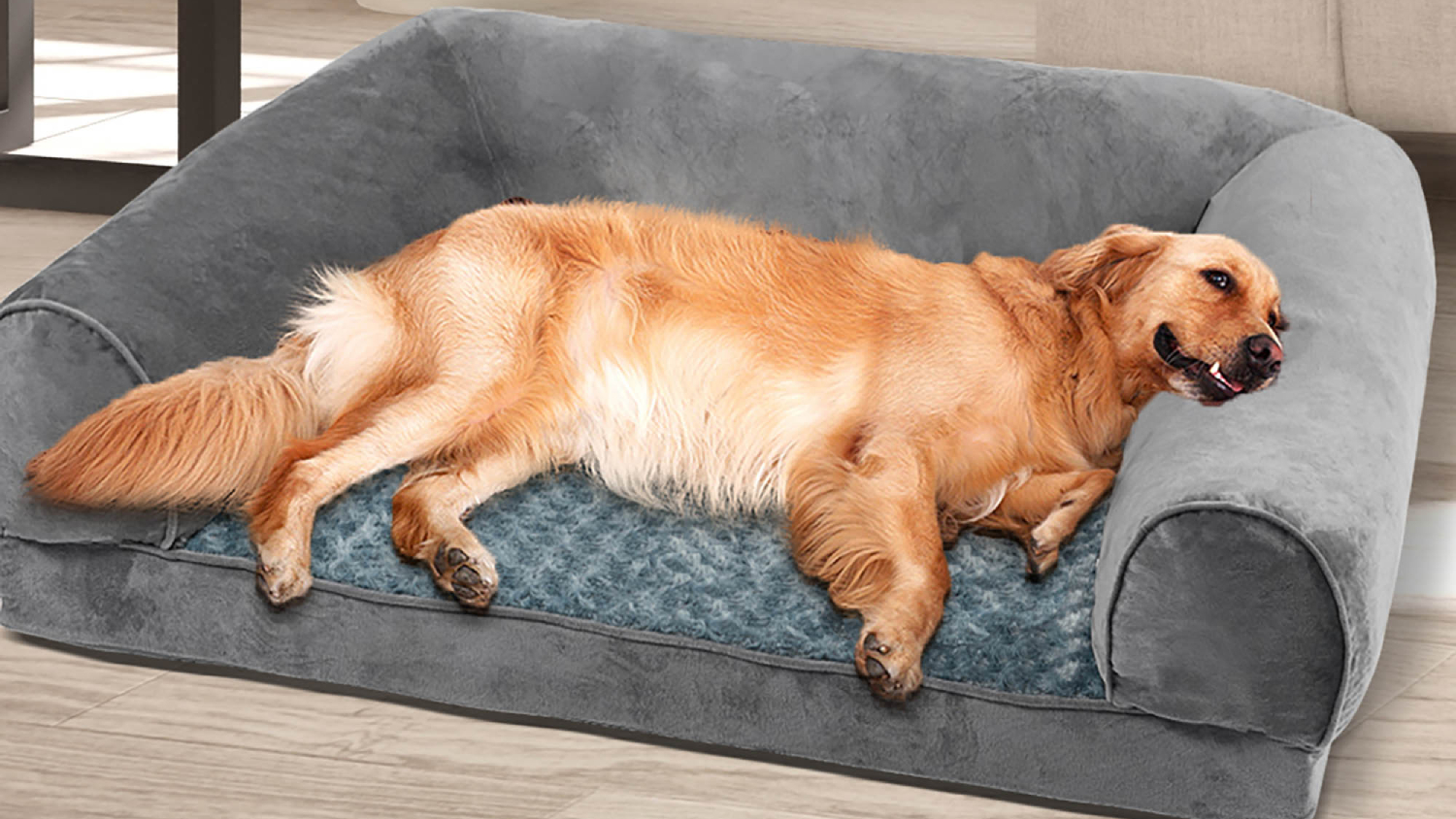 PaWz Premium Pet Sofa Bed with Bolsters 112 x 89cm - Grey