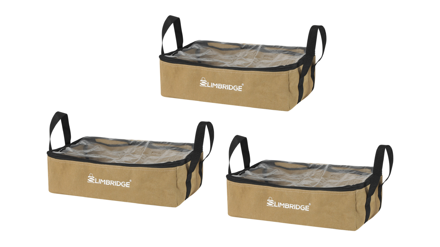 Slimbridge Compact Camping Storage Canvas Bags 3pcs. - Brown