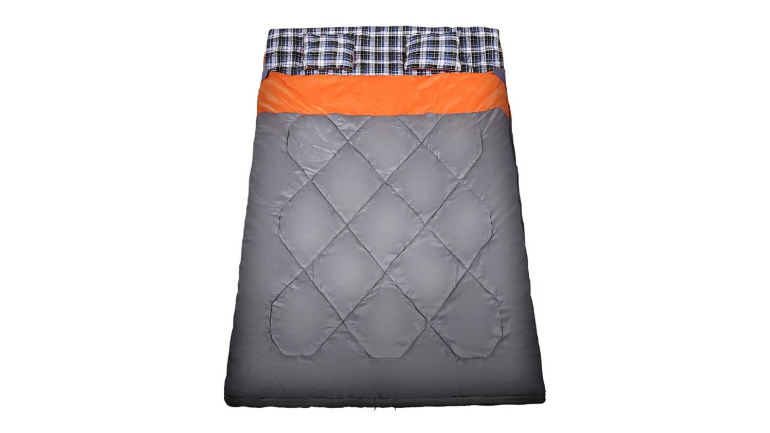 Mountview Cold Weather Double Wide Sleeping Bag with Pillows 185 x 145cm - Grey