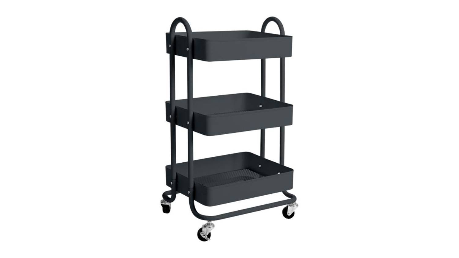 Levede 3 Tier Metal Storage Trolley with Locking Wheels - Matte Grey