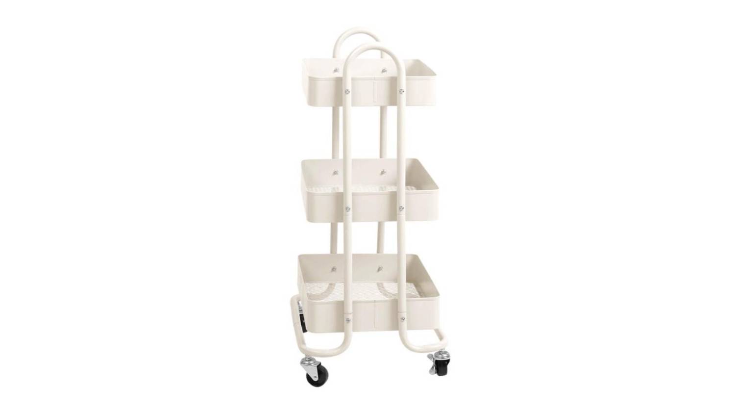 Levede 3 Tier Metal Storage Trolley with Locking Wheels - Matte White
