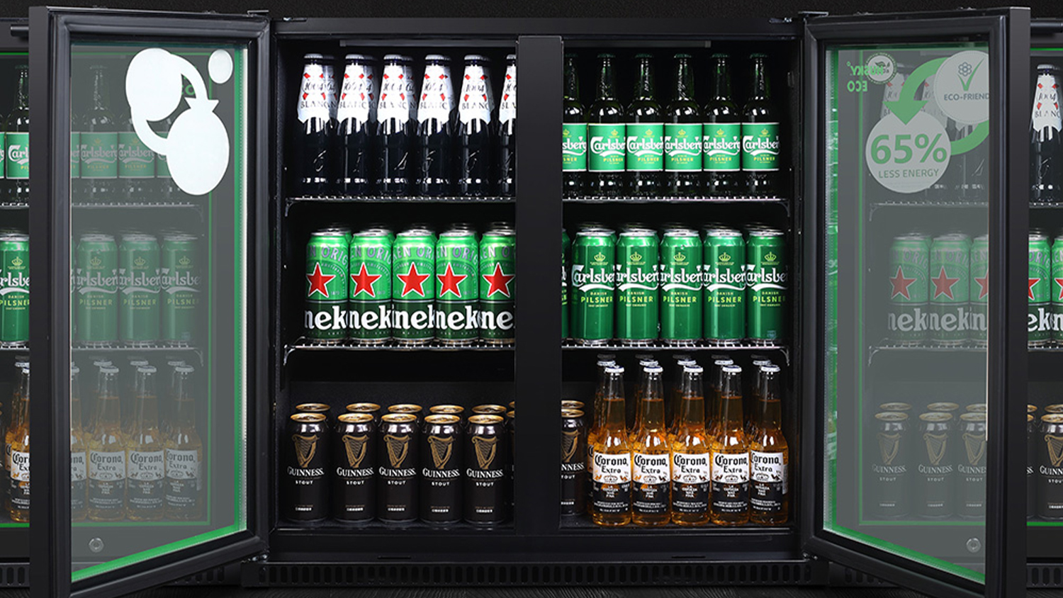 Husky 173L Double Door Beverage Centre Bar Fridge - Black (C2HECO840BKAU)