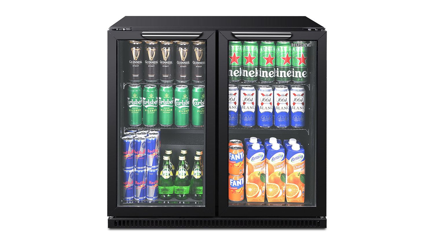Husky 203L Double Door Beverage Centre Bar Fridge - Black (C2HHMBBKAU)