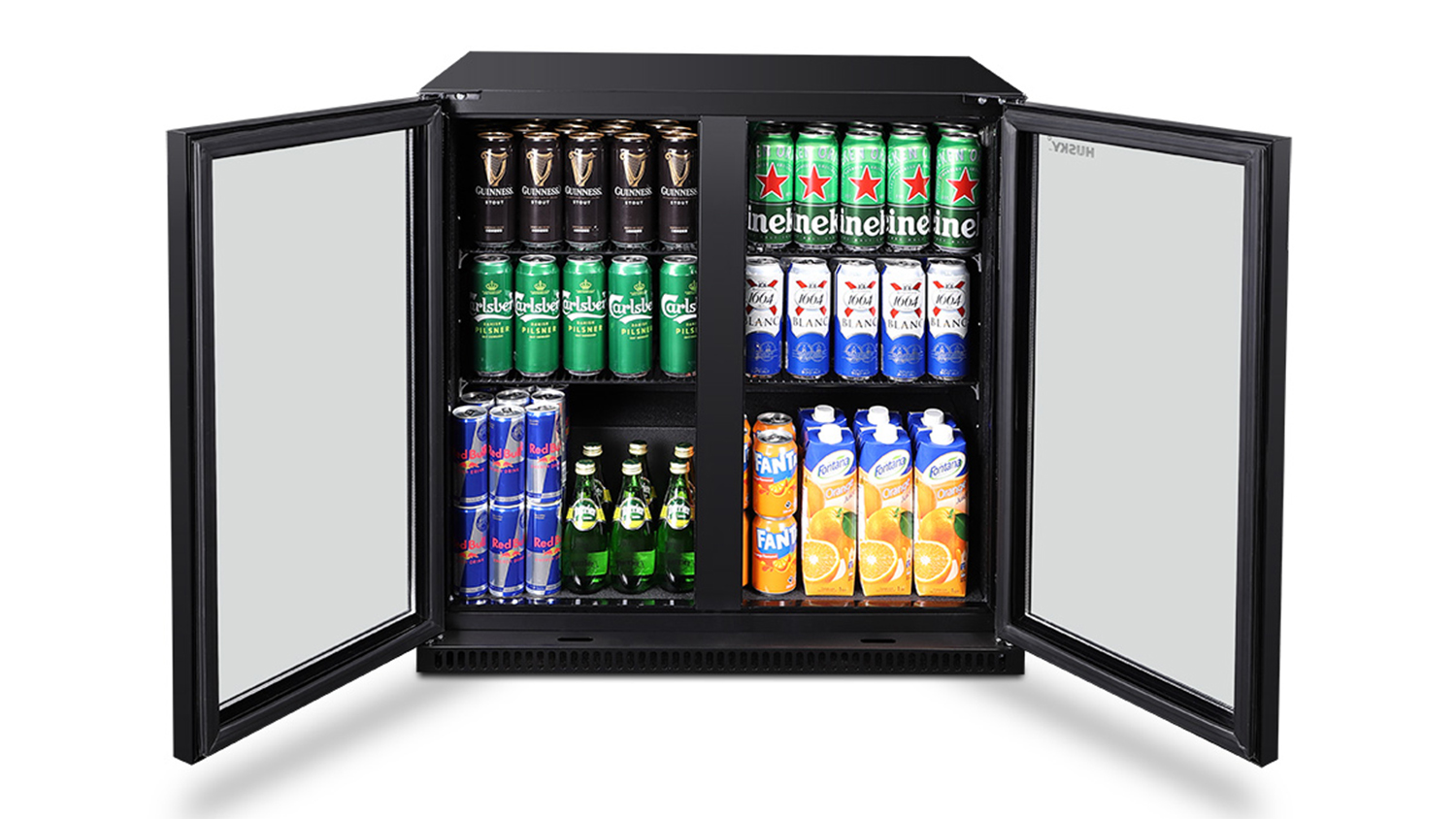 Husky 203L Double Door Beverage Centre Bar Fridge - Black (C2HHMBBKAU)