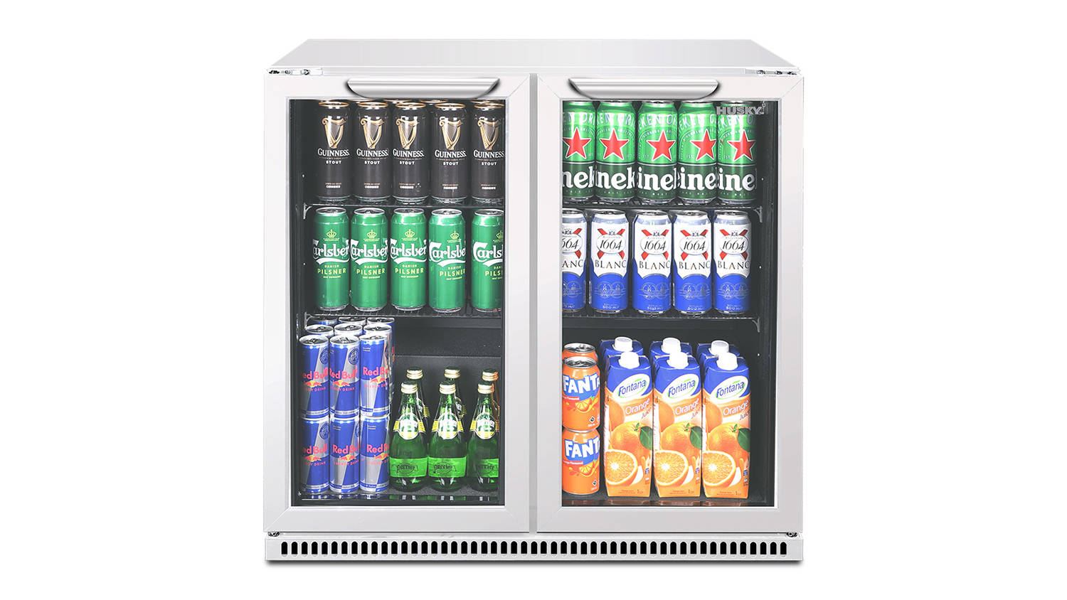 Husky 203L Double Door Beverage Centre Bar Fridge - White (C2HHMBWHAU)