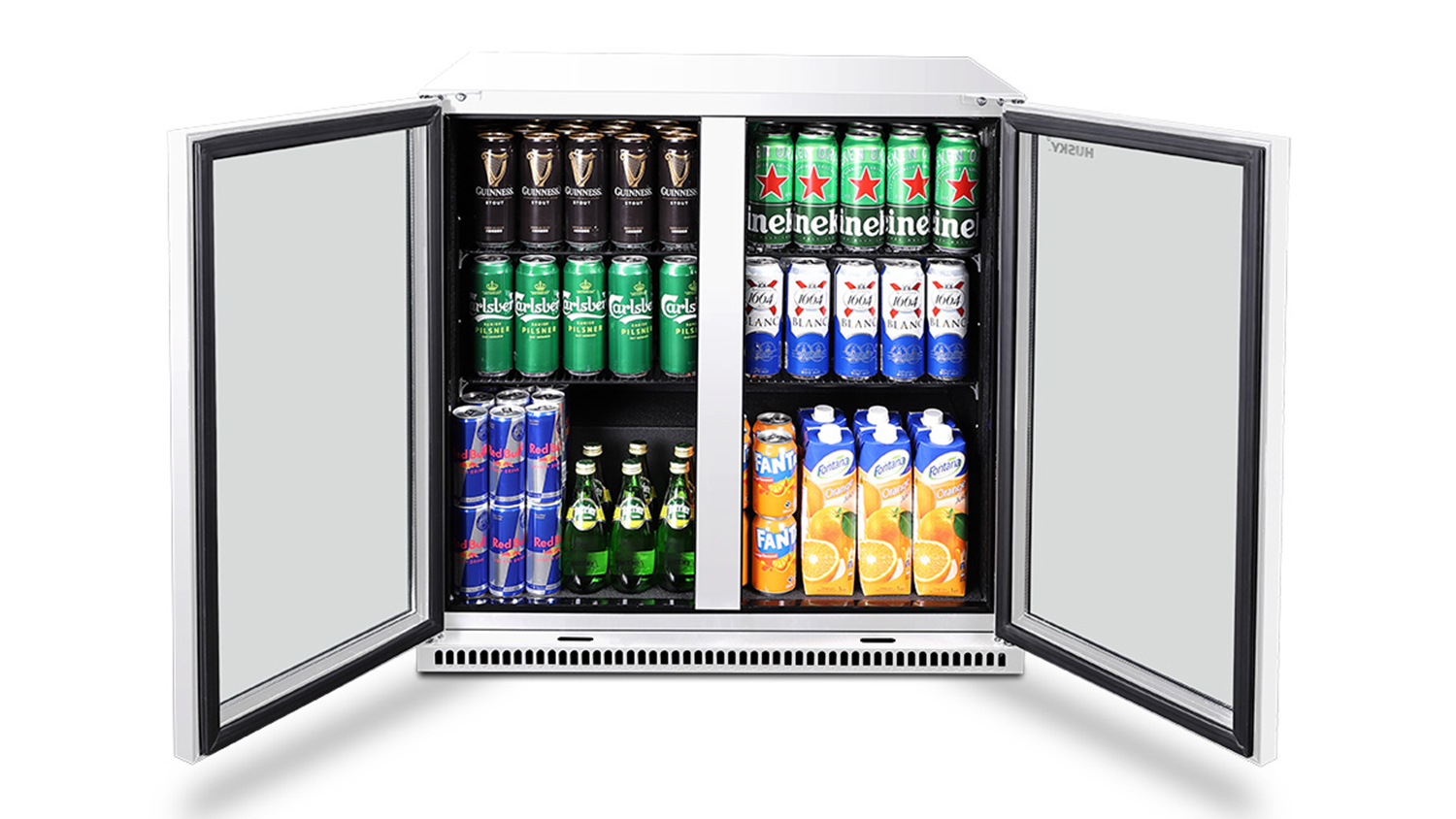 Husky 203L Double Door Beverage Centre Bar Fridge - White (C2HHMBWHAU)