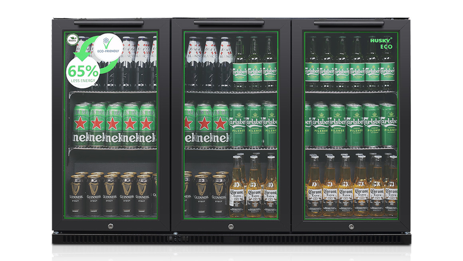 Husky 280L Multi Door Beverage Centre Bar Fridge - Black (C3HECO840BKAU)