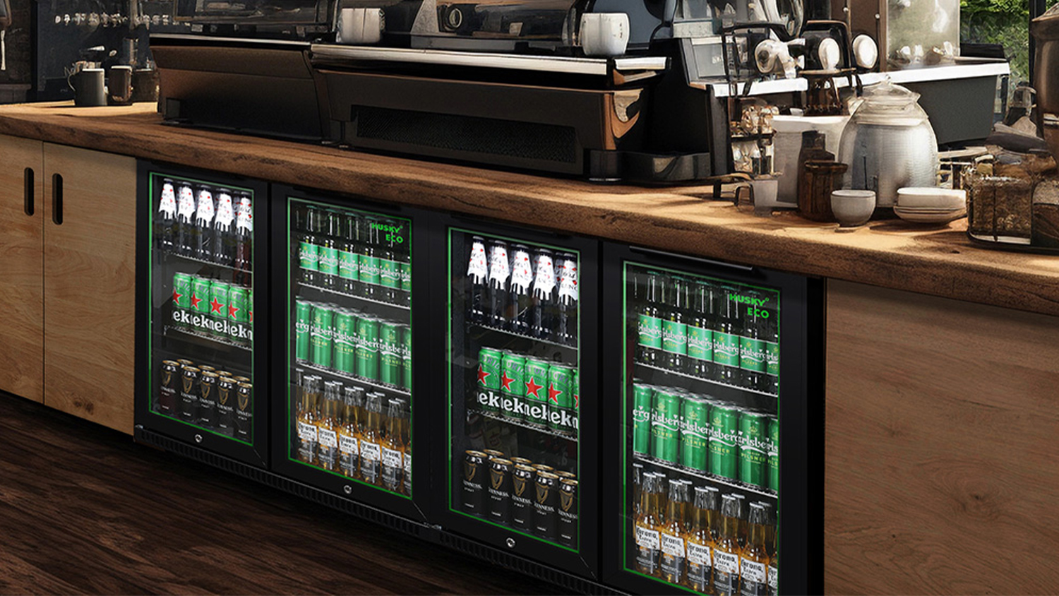 Husky 280L Multi Door Beverage Centre Bar Fridge - Black (C3HECO840BKAU)