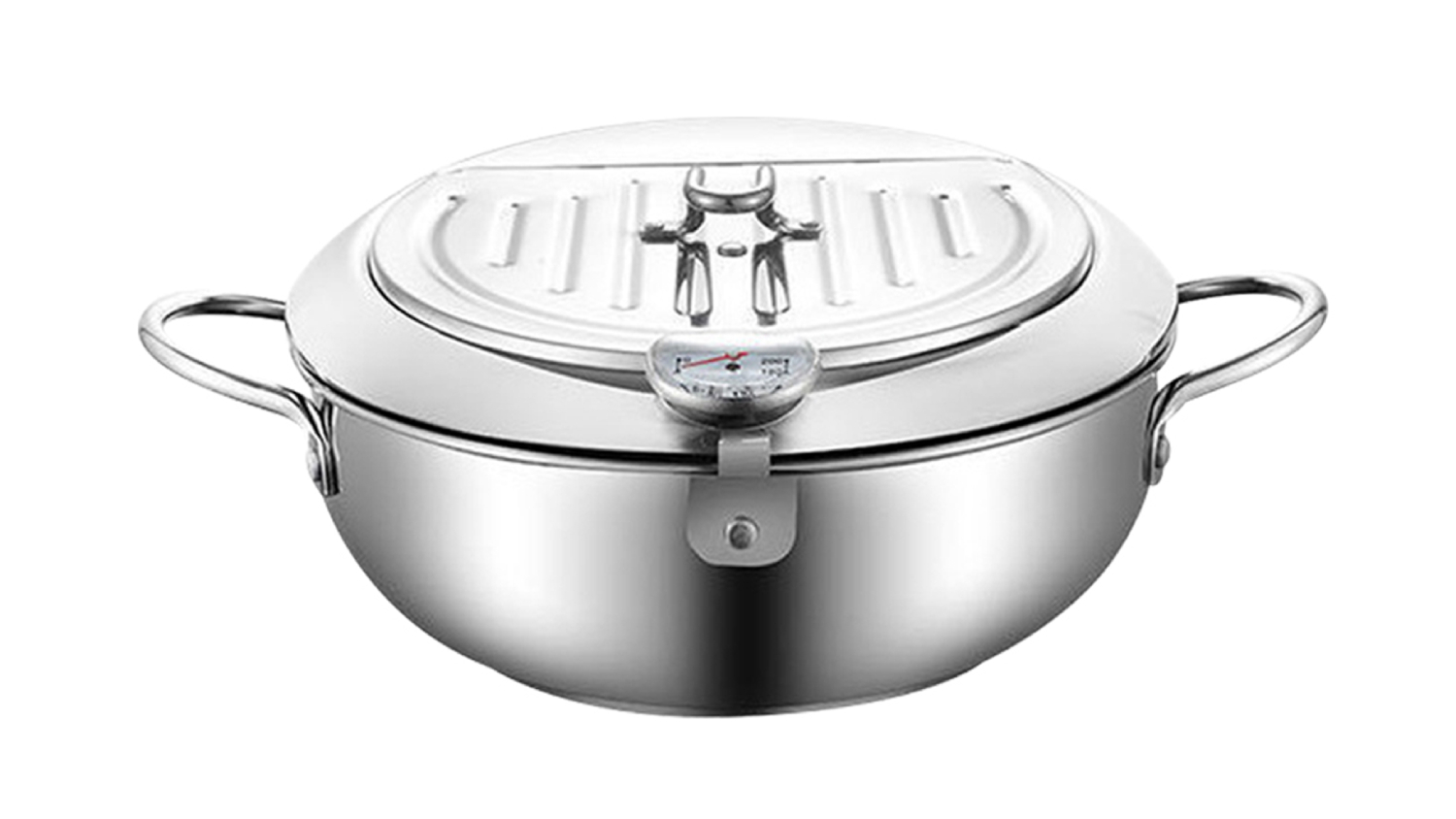 Toque Japanese-Style Deep Frying Pot with Drainage Tray, Thermometer 24cm