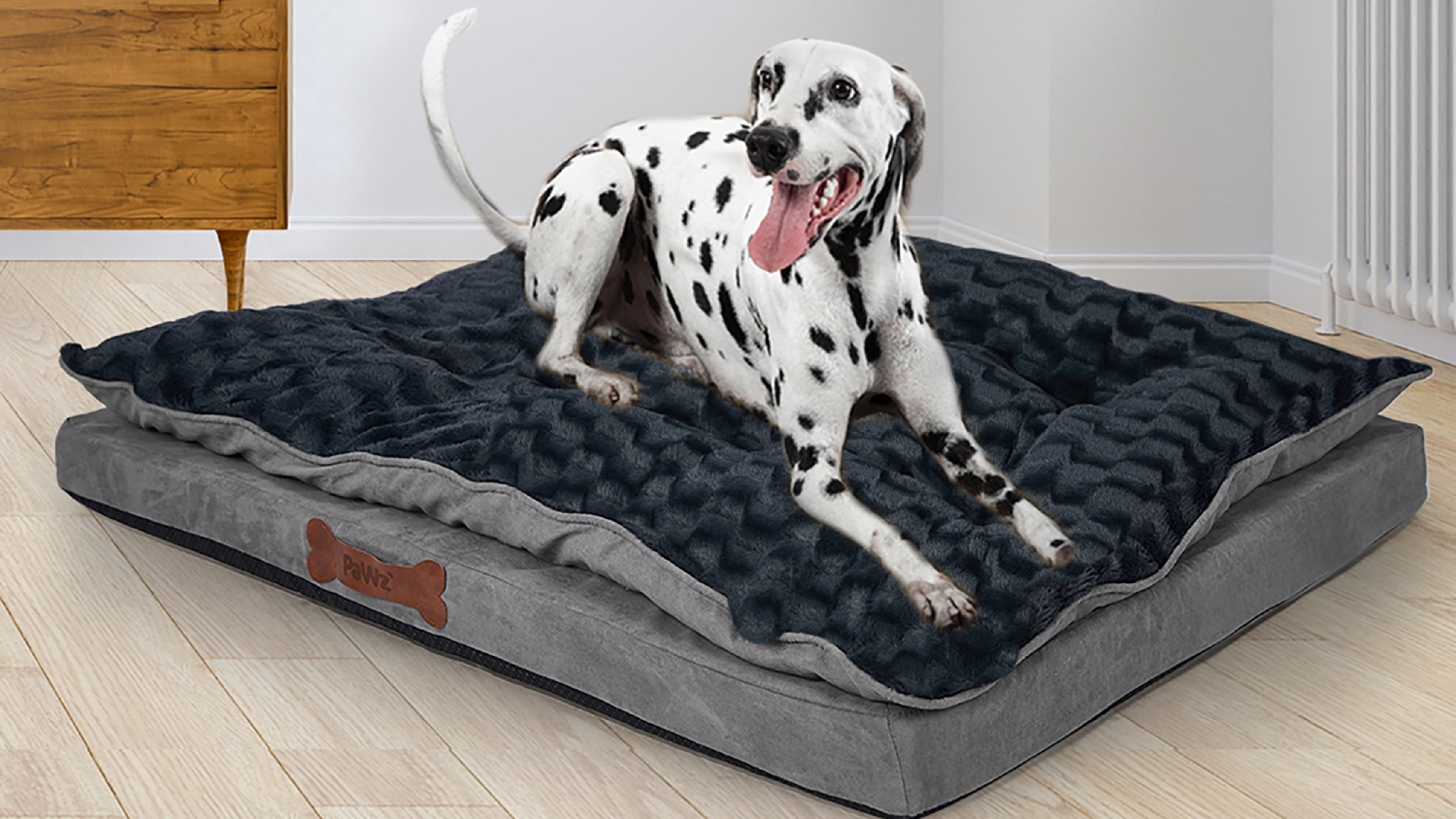 PaWz Plush Calming Cozy Pet Bed Mat with Pillow Large - Grey