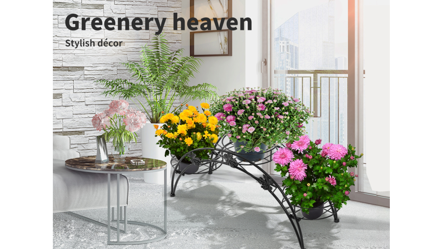 Levede Arched Designed Steel Plant Stand 2pcs. - Black