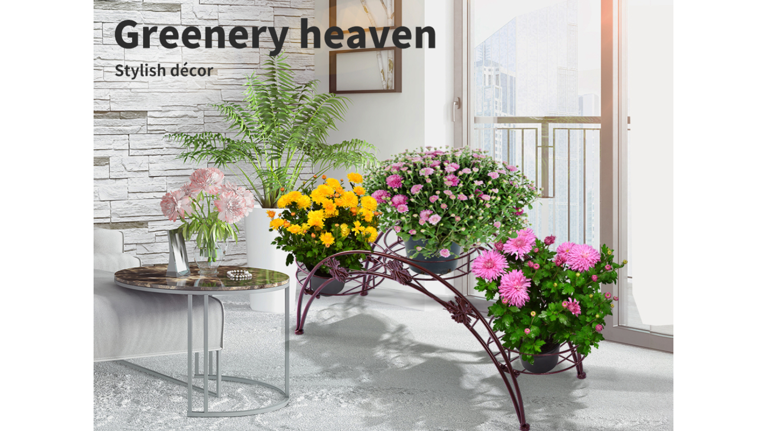 Levede Arched Designed Steel Plant Stand 2pcs. - Bronze