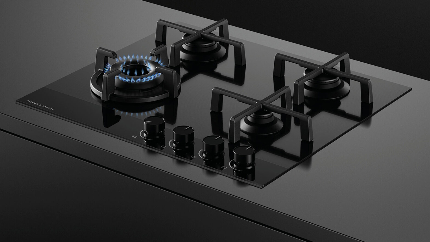 Fisher & Paykel 60cm 4 Burner Gas Cooktop - Black Glass (Series 9/CG604DLPGB4)