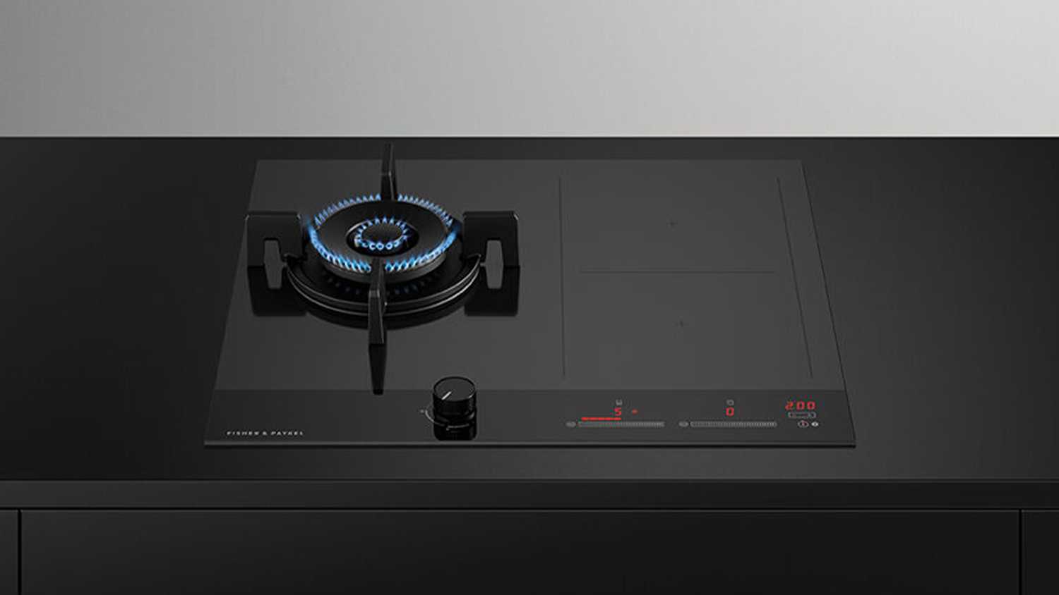 Fisher & Paykel 60cm 1 + 2 Zone Gas with Induction Cooktop - Black Glass (Series 9/CGI603DNGTB4)