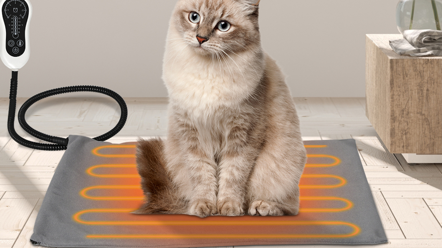 PaWz Heated Pet Mat with Washable Cover, Timer 90 x 60cm