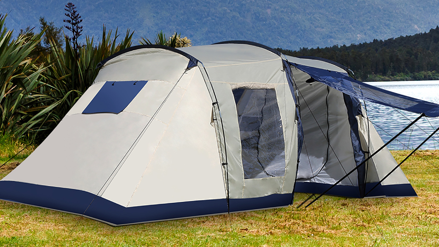 Mountview Extra Large Family Tent 2.25 x 5.2m - Grey/Blue