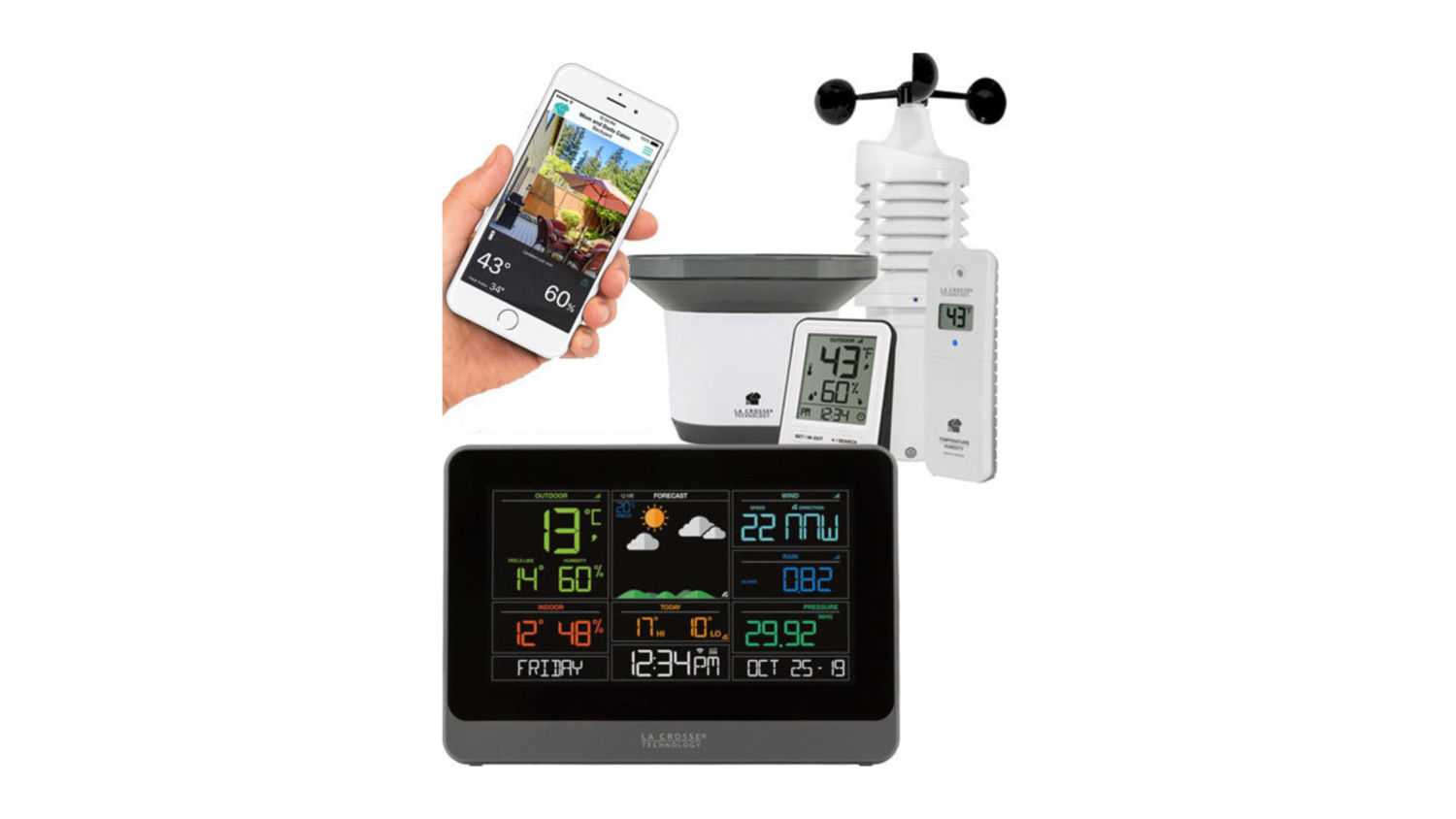 La Crosse Wireless App Enabled Multi-Day Weather Station with Wind and Rain Monitor, Pressure Sensor
