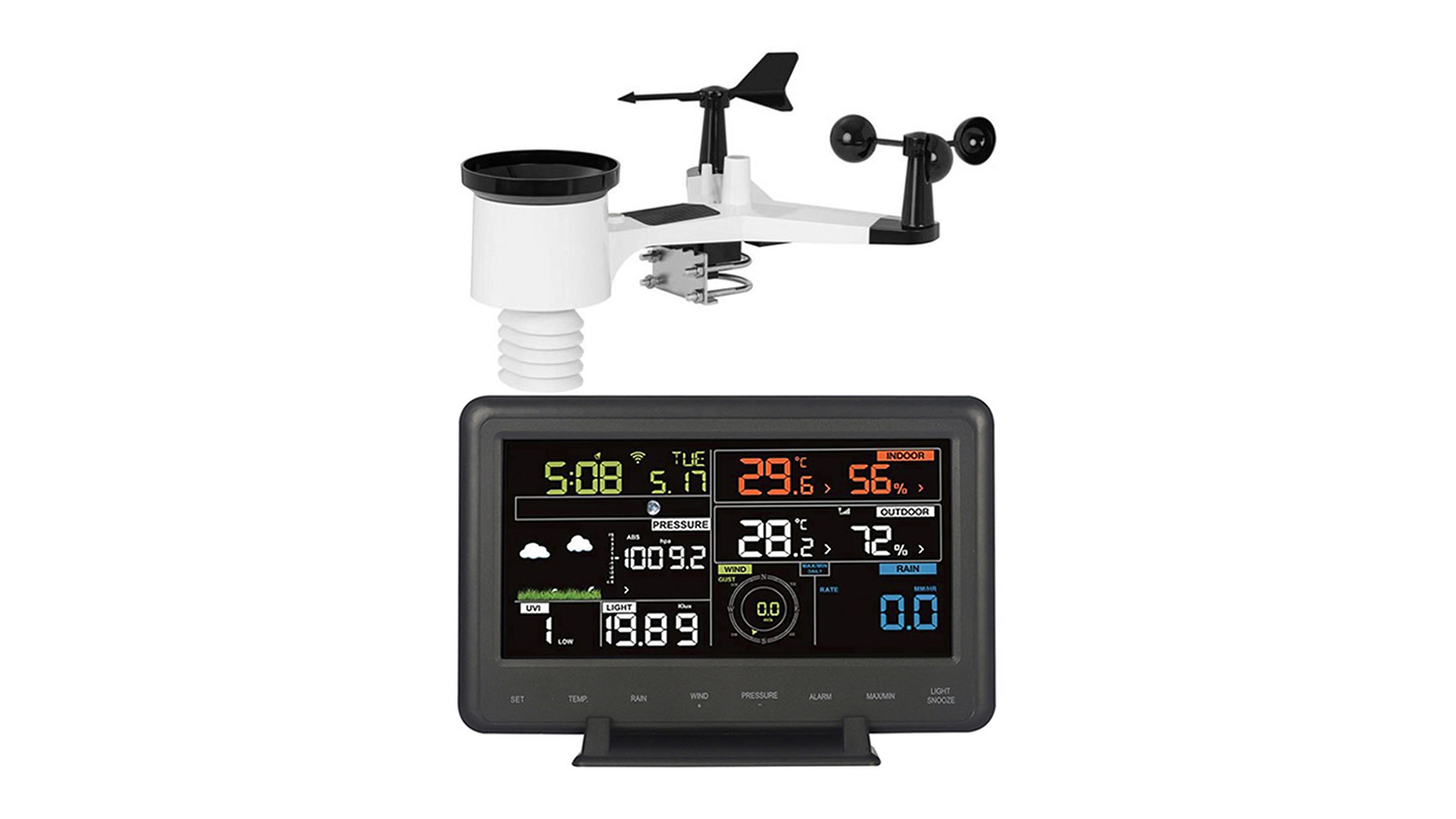 TESA Wireless Wi-fi Enabled Professional All-in-One Weather Station with Wind and Rain Monitor, Colour Display