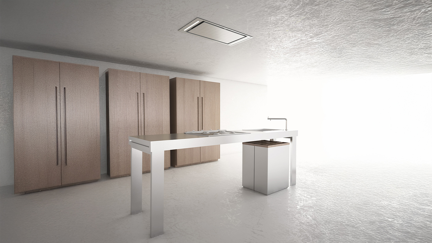 Sirius 90cm In-Ceiling Integrated Rangehood - White (SLT 958 EM WH)