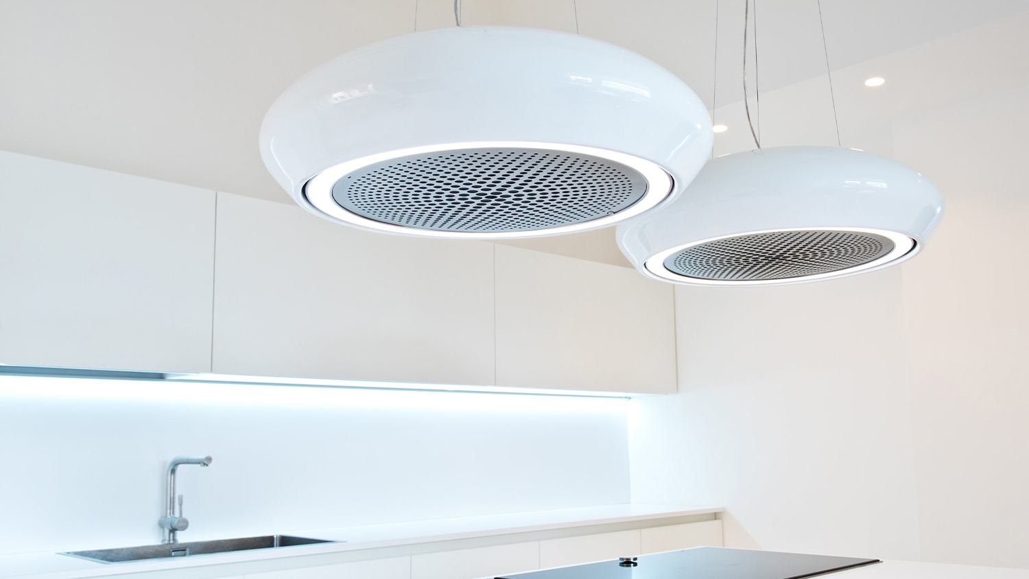 Sirius 69cm Island Ceiling Mounted Rangehood - White (SILT26W)