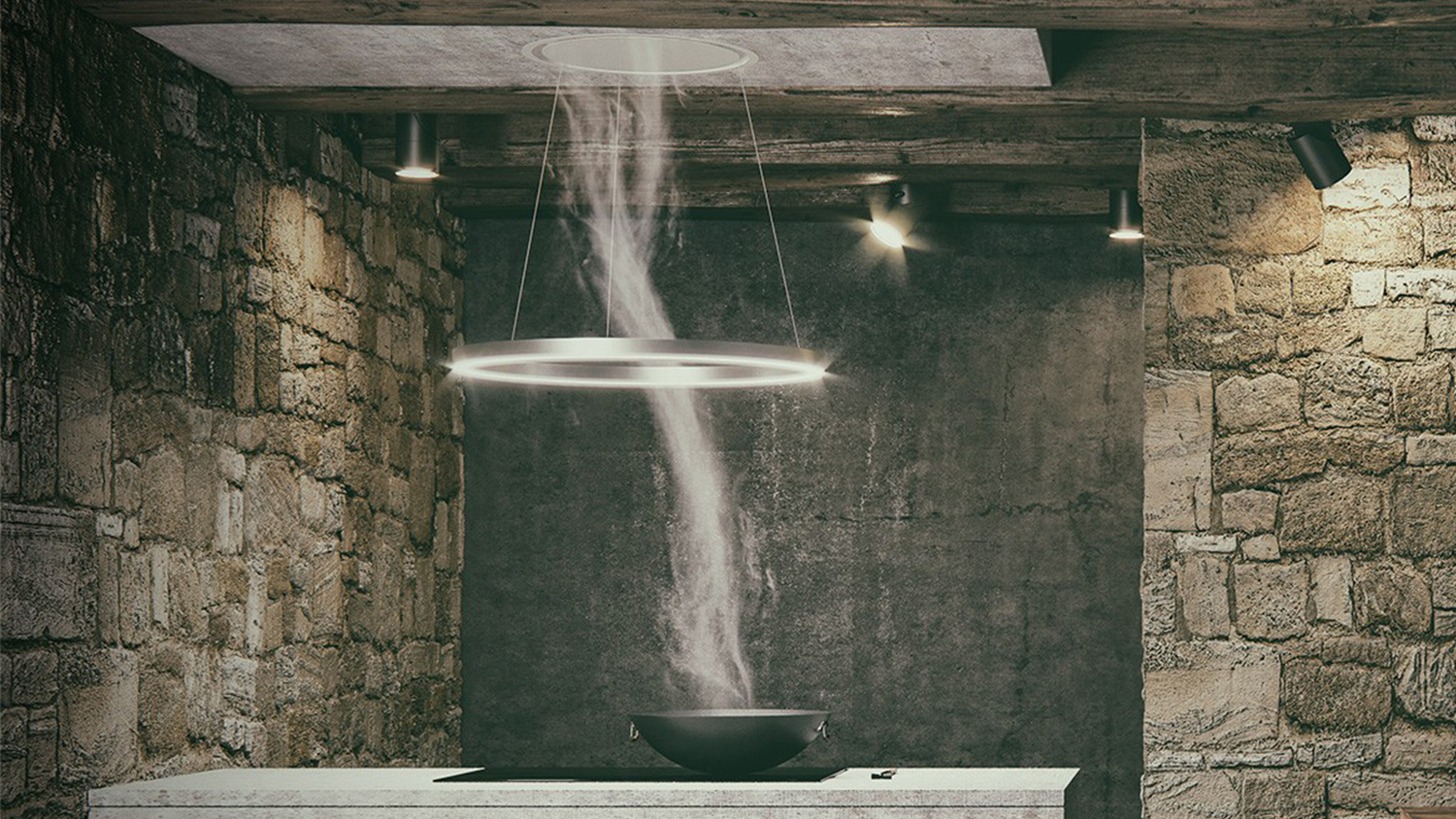 Sirius 75cm Island Ceiling Mounted Rangehood - Silver (Halo/SLT973EMXS)