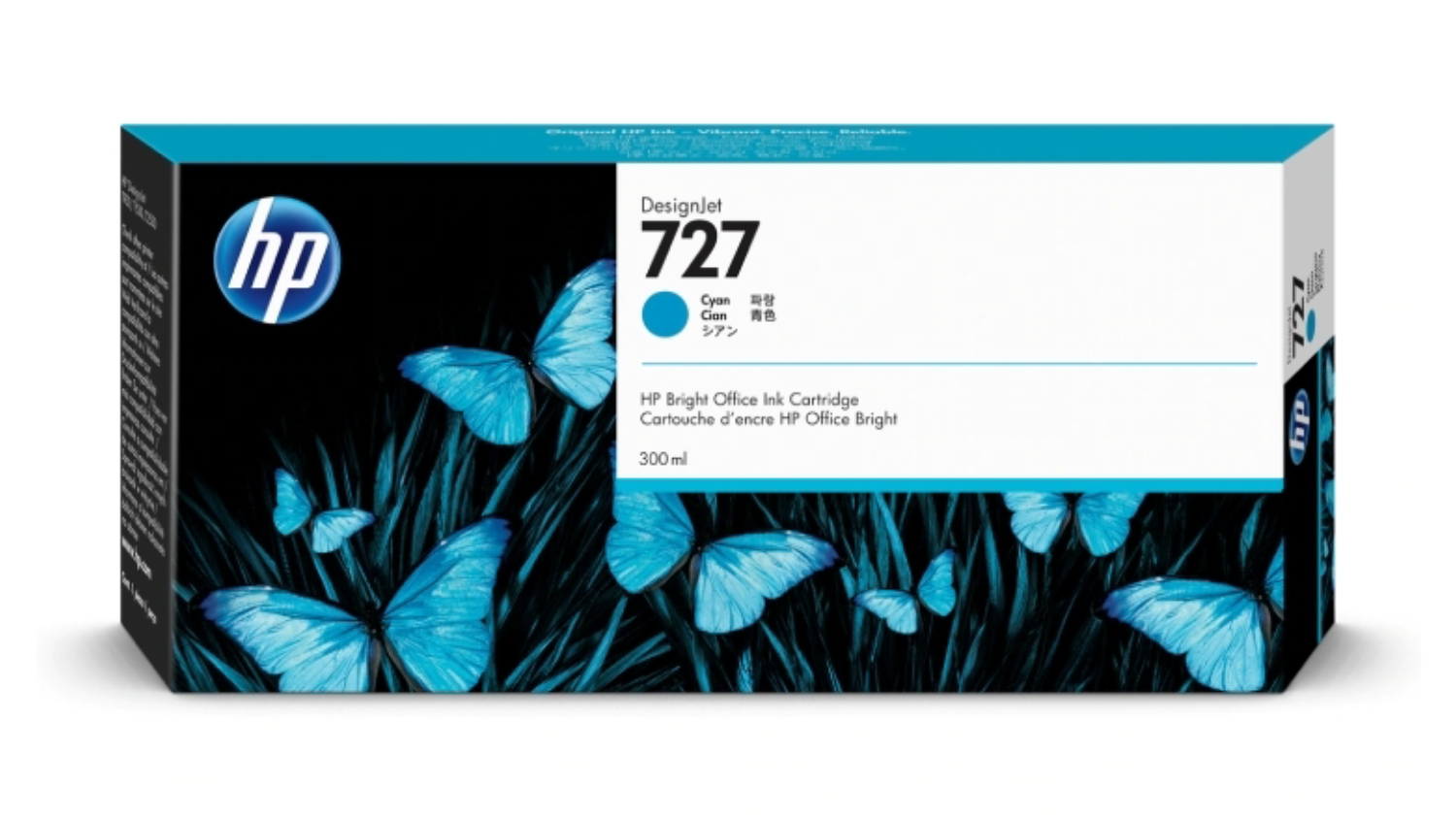HP #727 Cyan DesignJet Printer Ink Cartridge 300ml F9J76A