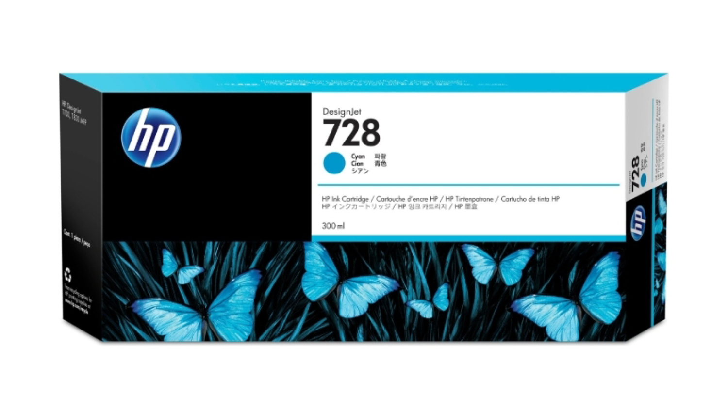 HP #728 Cyan DesignJet Printer Ink Cartridge 300ml F9K17A