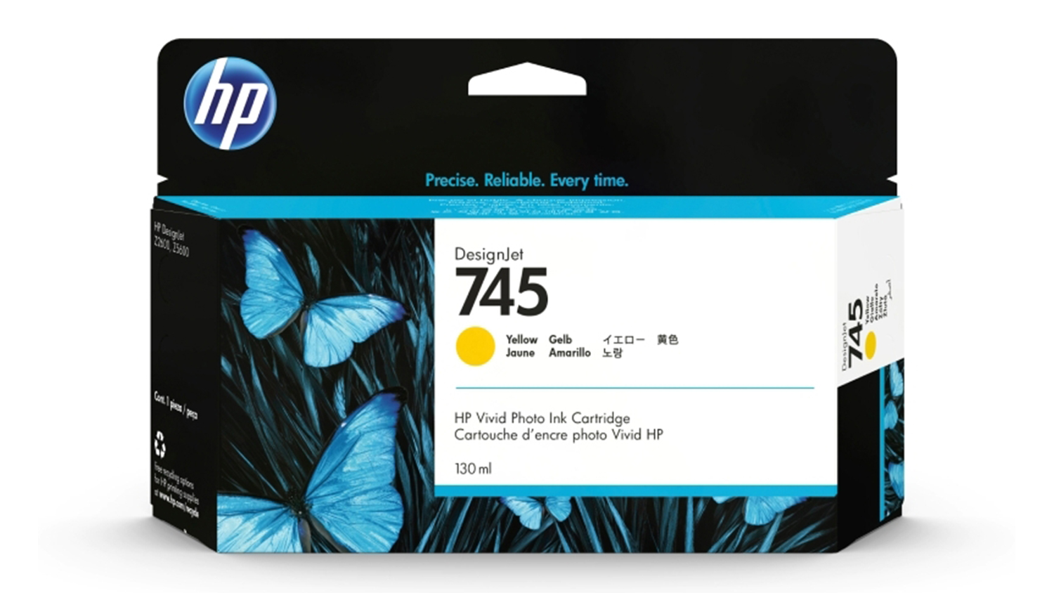 HP #745 Yellow DesignJet Printer Ink Cartridge 130ml F9J96A