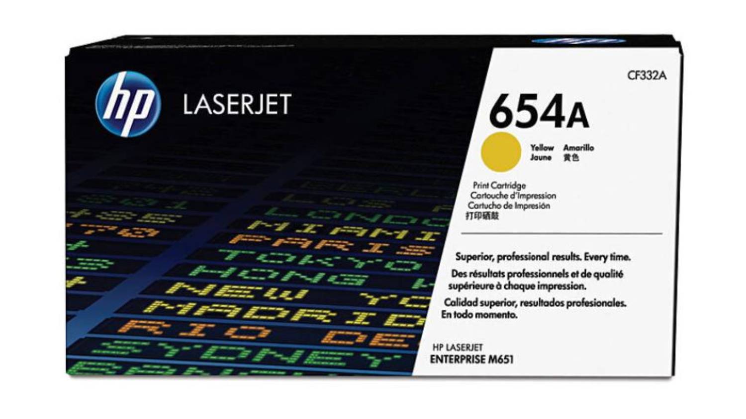HP #654A Yellow Original LaserJet Printer Toner Cartridge CF332A