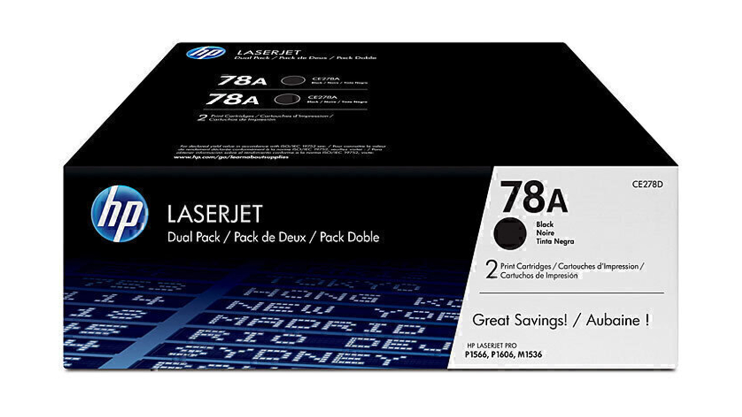HP #78A Black Original LaserJet Printer Toner Cartridge 2pcs. CE278AD