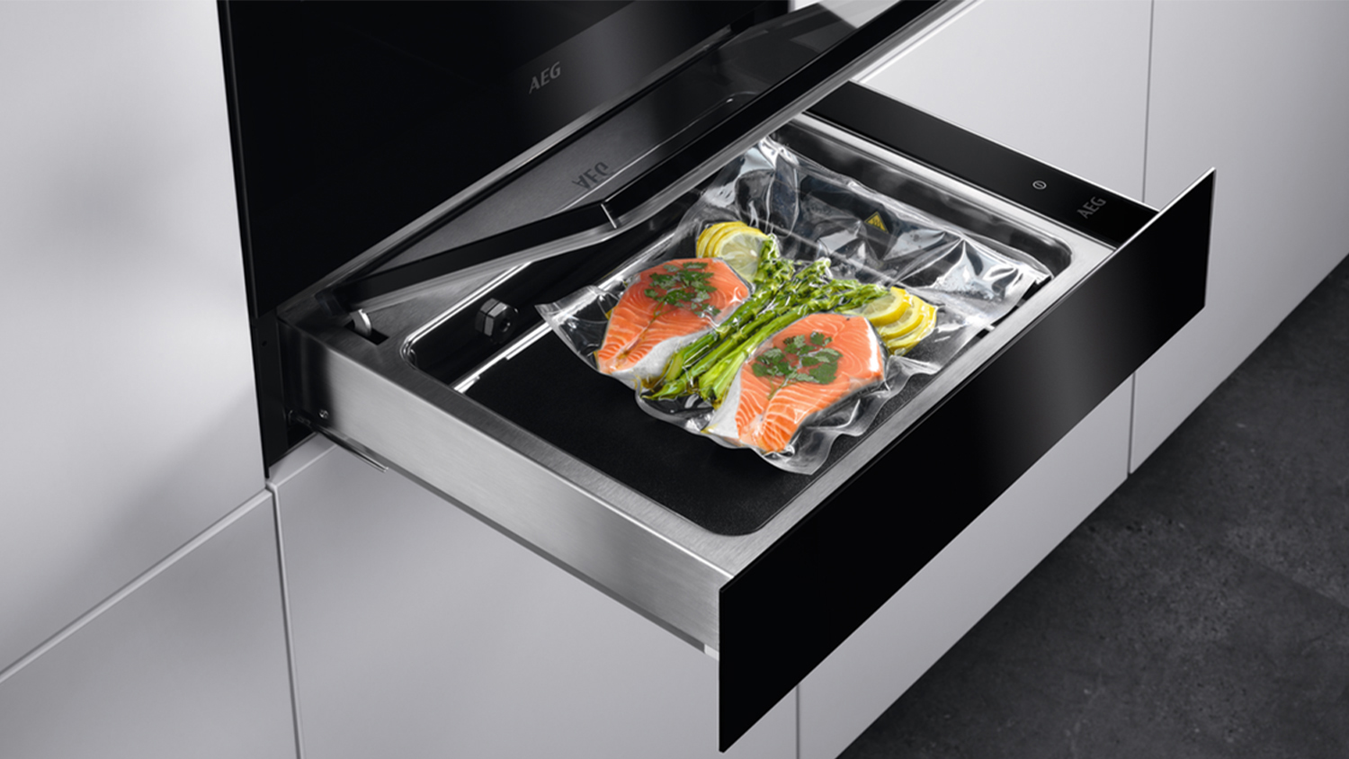 AEG 14cm Built-In Vacuum Seal Drawer - Matte Black (KDK911423T)