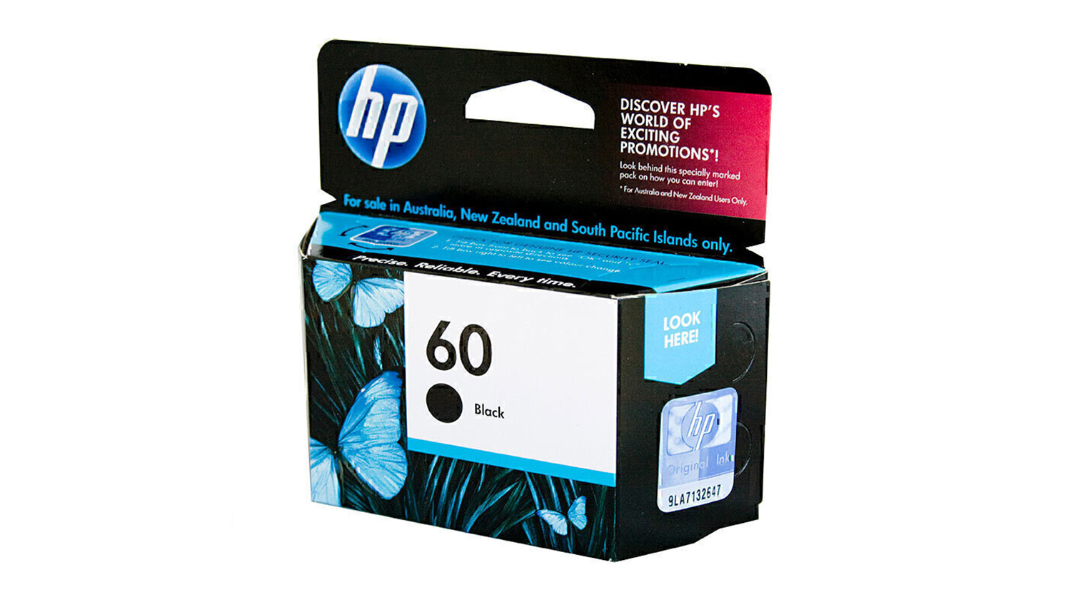 HP #60 Black Printer Ink Cartridge CC640WA
