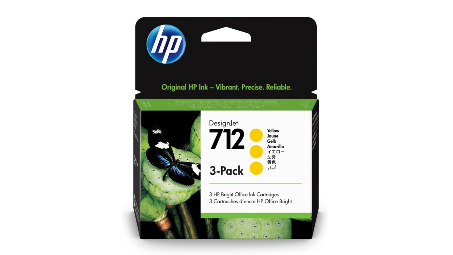 HP #712 Yellow Bright Office Printer Ink Cartridge 29ml 3pcs. 3ED79A