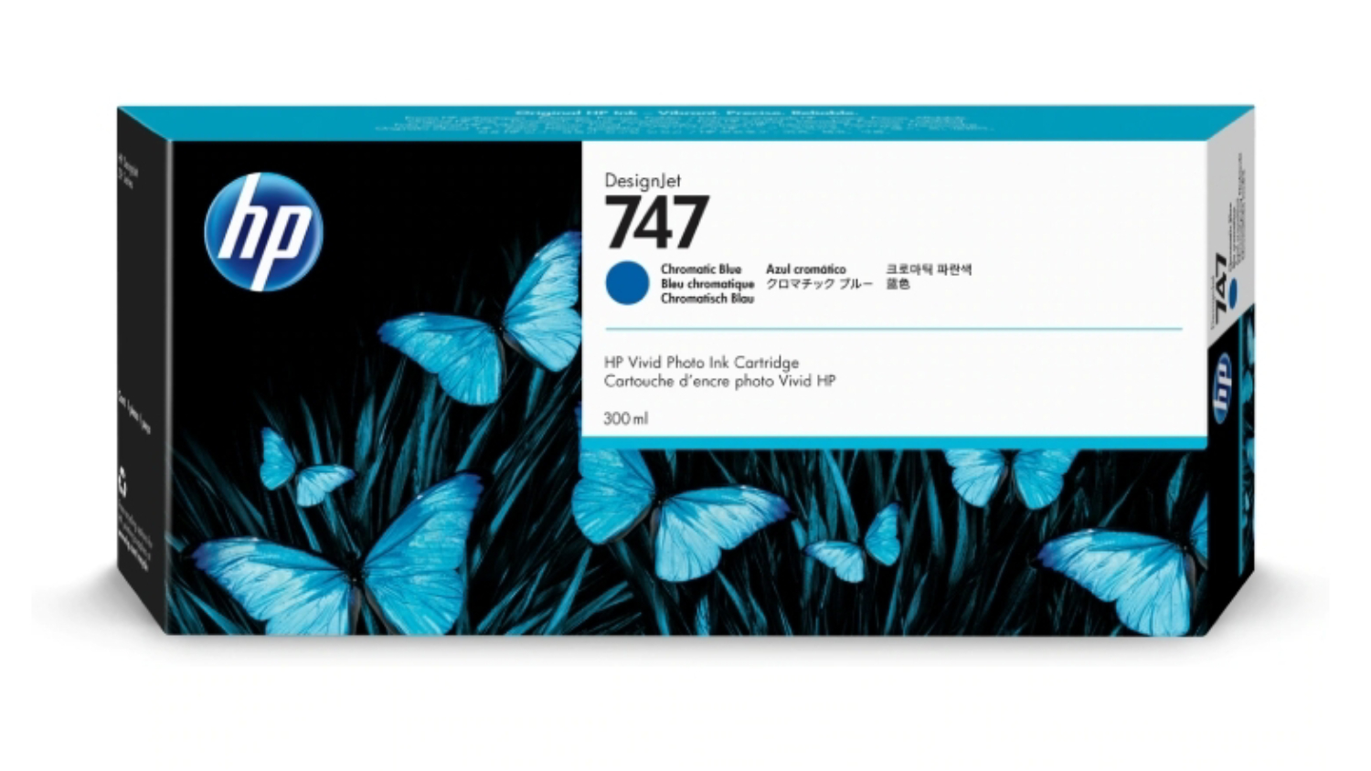 HP #747 Chromatic Blue DesignJet Printer Ink Cartridge 300ml P2V85A