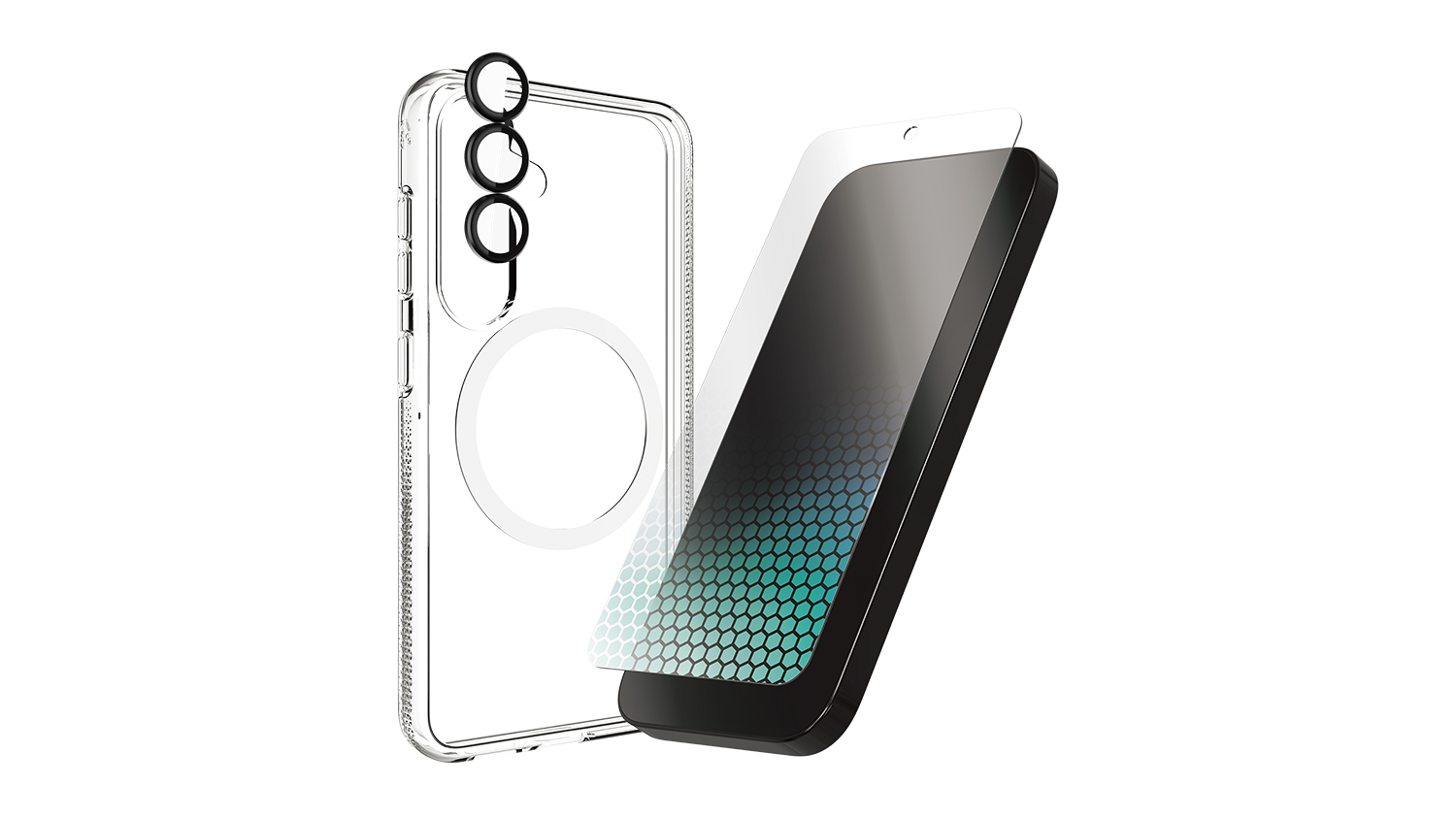 Zagg 3-in-1 Protection Bundle for Samsung Galaxy S25 - Clear (Case, Screen Protector, Lens Protector)