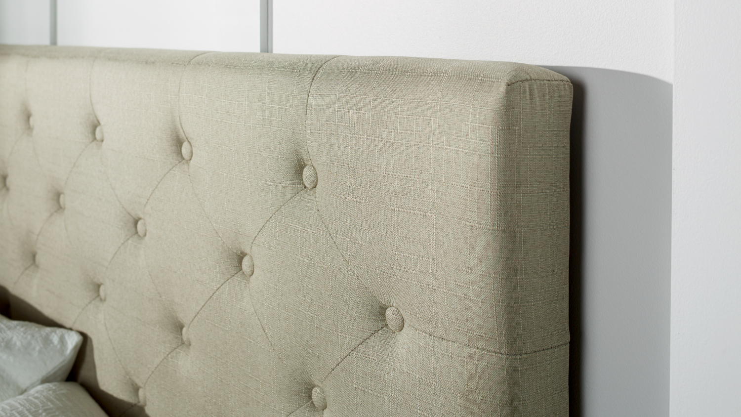 Diaz Queen Upholstered Buttoned Headboard - Natural Linen